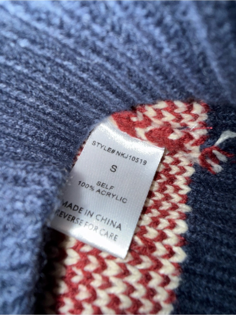 ALTAR’D STATE Horse Pattern Cardigan Sweater Cream, Navy & Burgundy - Picture 9 of 9